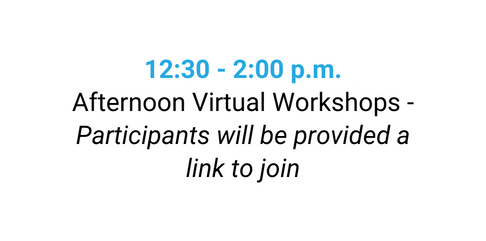 12 30 2 00 p m Afternoon Virtual Workshops Participants will be provided a link to join